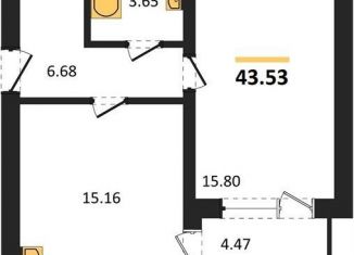 Продам однокомнатную квартиру, 43.5 м2, Калининград, Ленинградский район, улица Героя России Катериничева, 9к2