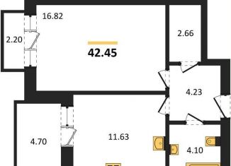 1-комнатная квартира на продажу, 42.5 м2, Калининград, Арсенальная улица, 31к1