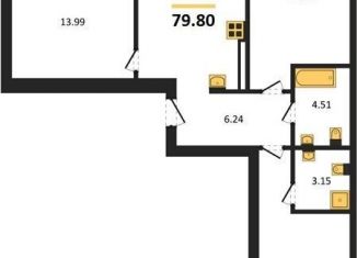 Продается трехкомнатная квартира, 79.8 м2, Калининград, Арсенальная улица, 31к1