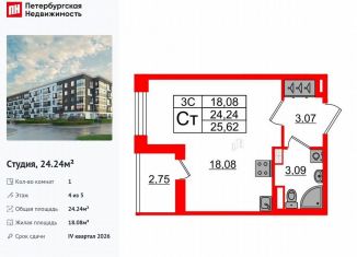 Продам квартиру студию, 24.2 м2, Санкт-Петербург, метро Звёздная