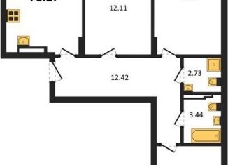 Продаю 3-ком. квартиру, 78.3 м2, Калининград, Батальная улица, 65Б, Московский район