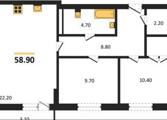 Продается 2-комнатная квартира, 58.9 м2, Калининград, Московский район, Акварельная улица