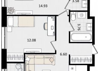 Продажа 2-ком. квартиры, 60.9 м2, Краснодар, Карасунский округ