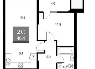 Продается 2-ком. квартира, 46.4 м2, Новосибирская область, Прибрежная улица, 4/2