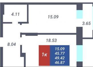 1-ком. квартира на продажу, 46.7 м2, Новосибирск, Светлановская улица, 52/2, Заельцовский район