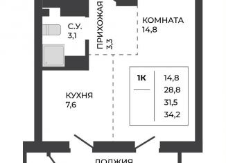 Однокомнатная квартира на продажу, 31.5 м2, Барнаул