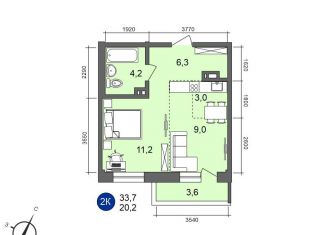 Однокомнатная квартира на продажу, 37 м2, Иркутская область, Старо-Кузьмихинская улица, 36