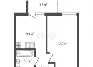 Продаю 1-комнатную квартиру, 38.5 м2, посёлок городского типа Молодёжное