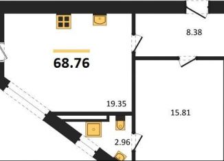 Продаю двухкомнатную квартиру, 68.8 м2, Калининград, Ленинградский район, Арсенальная улица, 31к4