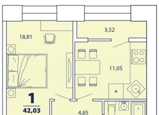 Продаю 1-ком. квартиру, 40.3 м2, Рязань, Московский район