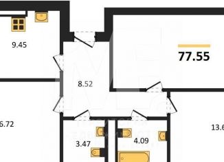 3-комнатная квартира на продажу, 77.6 м2, Калининград, Ленинградский район