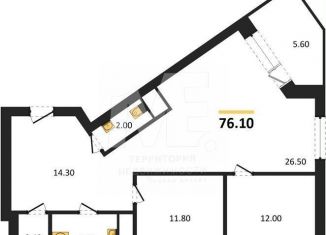 Продается трехкомнатная квартира, 76.1 м2, Пионерский