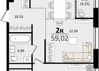 Продам 1-ком. квартиру, 59 м2, Краснодарский край