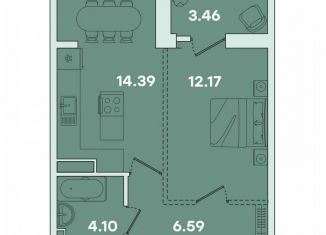 1-комнатная квартира на продажу, 40.7 м2, Иркутск, улица Петрова, 16, Правобережный округ