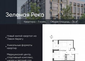 Продается 1-комнатная квартира, 36 м2, Омск, микрорайон Зелёная Река, 1