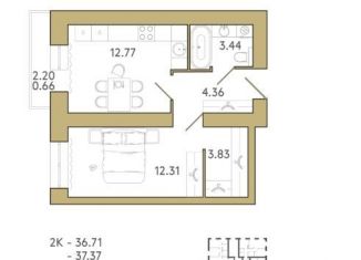 Продажа 1-комнатной квартиры, 37.4 м2, Пензенская область, 2-й проезд Свердлова, 27