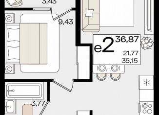 Продажа 1-комнатной квартиры, 36.9 м2, Краснодар, микрорайон ХБК