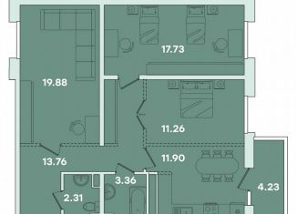 Трехкомнатная квартира на продажу, 84.4 м2, Иркутск, Правобережный округ, улица Петрова, 16