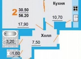 Продается 2-комнатная квартира, 53.5 м2, Домодедово, Донская улица, 3