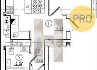 Продается двухкомнатная квартира, 53.9 м2, Калининград, Московский район