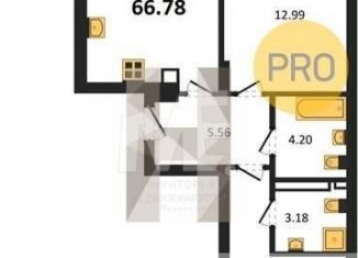 Продам двухкомнатную квартиру, 66.8 м2, Калининград, Батальная улица, 65Б