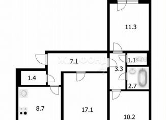 Продам трехкомнатную квартиру, 62.7 м2, Новосибирская область, Шоссейная улица, 3