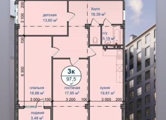 Продается 3-ком. квартира, 97.5 м2, Махачкала, улица Ирчи Казака, 103