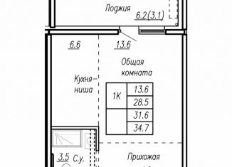 Продаю квартиру со свободной планировкой, 31.6 м2, Алтайский край