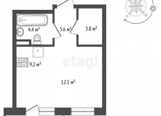 Продается квартира студия, 34.6 м2, Тюмень, Профсоюзная улица, 55