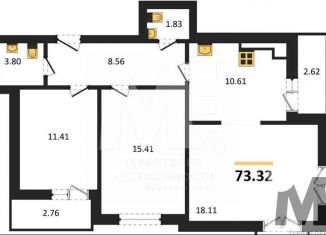 Продаю 2-комнатную квартиру, 73.3 м2, Калининград, Московский район