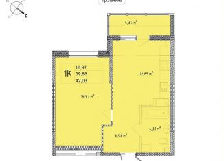 Продается 1-комнатная квартира, 42 м2, Калужская область, улица Мира, 2