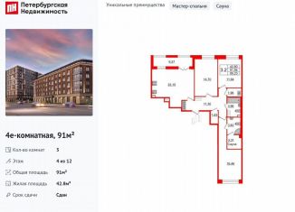 Продам 3-ком. квартиру, 91 м2, Санкт-Петербург, Уральская улица, 25, муниципальный округ Остров Декабристов