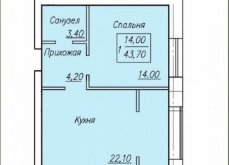 Однокомнатная квартира на продажу, 43.2 м2, Оренбург