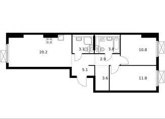 Продам 2-комнатную квартиру, 61.3 м2, Котельники, ЖК Белая Дача Парк, микрорайон Парковый, 1к21