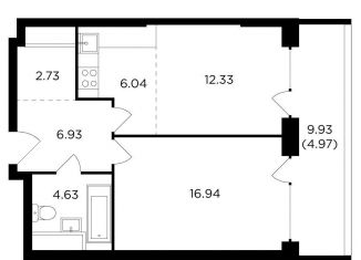 Продам 1-ком. квартиру, 53.8 м2, Москва, метро Дубровка, улица Виктора Маслова, 2