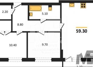 Продается 2-ком. квартира, 59.3 м2, Калининград, Ленинградский район, Орудийная улица, 13