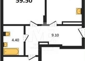 Двухкомнатная квартира на продажу, 59.5 м2, Калининград, Ленинградский район, Орудийная улица, 13