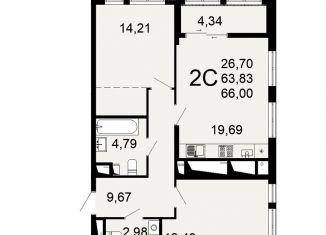 Продажа 2-комнатной квартиры, 66 м2, Рязань, Льговская улица, 8