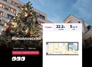 Продажа квартиры студии, 22.2 м2, Санкт-Петербург, муниципальный округ Измайловское