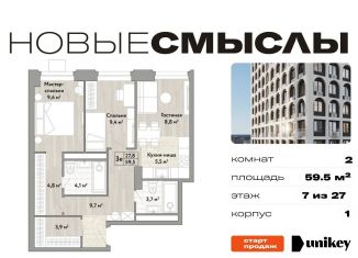 Продается 2-ком. квартира, 59.5 м2, Москва, посёлок Коммунарка, 1