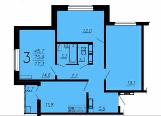 Продажа 3-ком. квартиры, 77.5 м2, Воронеж, Советский район