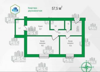 Продается 2-ком. квартира, 57.5 м2, Амурская область, Заводская улица, 4/9