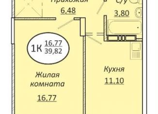 1-комнатная квартира на продажу, 39.8 м2, Новосибирск, метро Речной вокзал