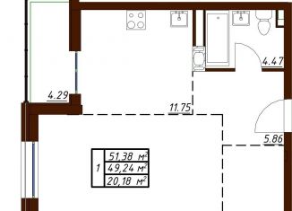 Продажа 1-ком. квартиры, 51.4 м2, Калужская область, Белкинская улица, 34