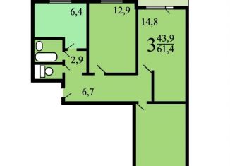 Продам 3-ком. квартиру, 63.5 м2, Москва, Медынская улица, 5к1, станция Покровское