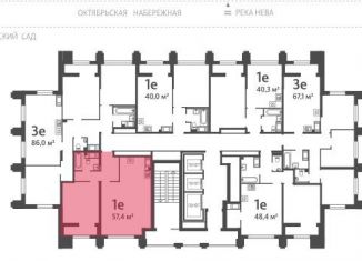 Однокомнатная квартира на продажу, 56.8 м2, Санкт-Петербург, Невский район, улица Дыбенко, 3