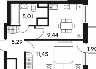 Продам однокомнатную квартиру, 33.9 м2, Ростов-на-Дону