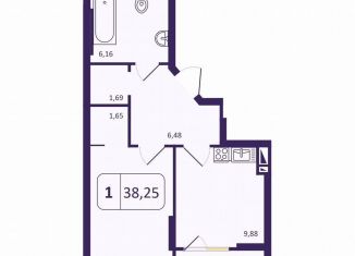 1-комнатная квартира на продажу, 38.2 м2, Новосибирск