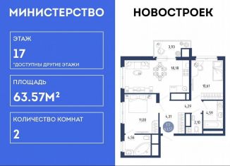 Продажа двухкомнатной квартиры, 63.6 м2, село Дядьково, 2-й Бульварный проезд, 5