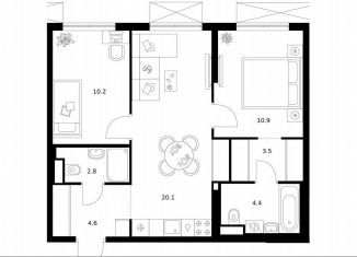 Продается 2-ком. квартира, 56.5 м2, Москва, жилой комплекс Кавказский Бульвар 51, 3.5